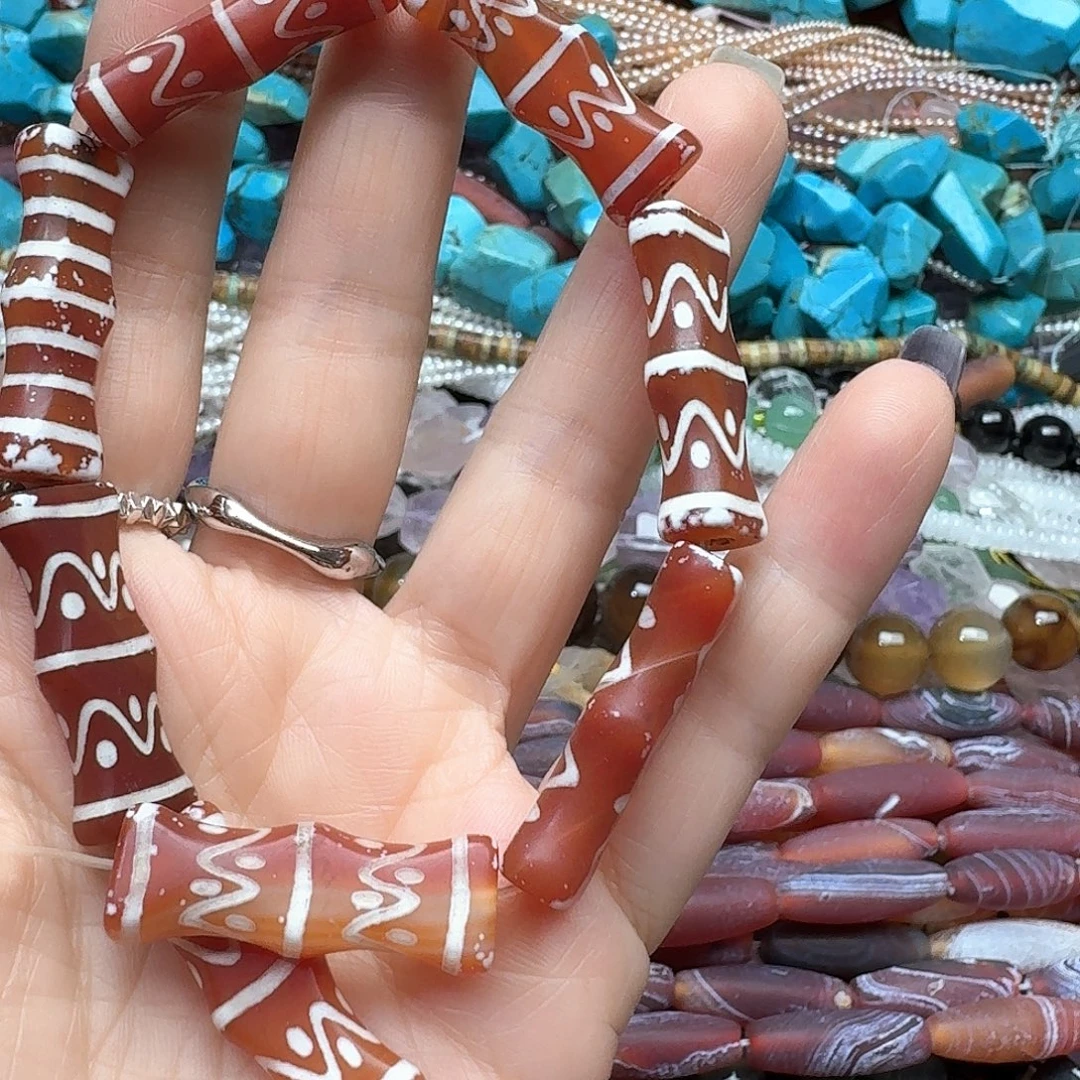 玛瑙/玉髓未镶嵌珠宝半成品一颗10x30m玛瑙隔珠