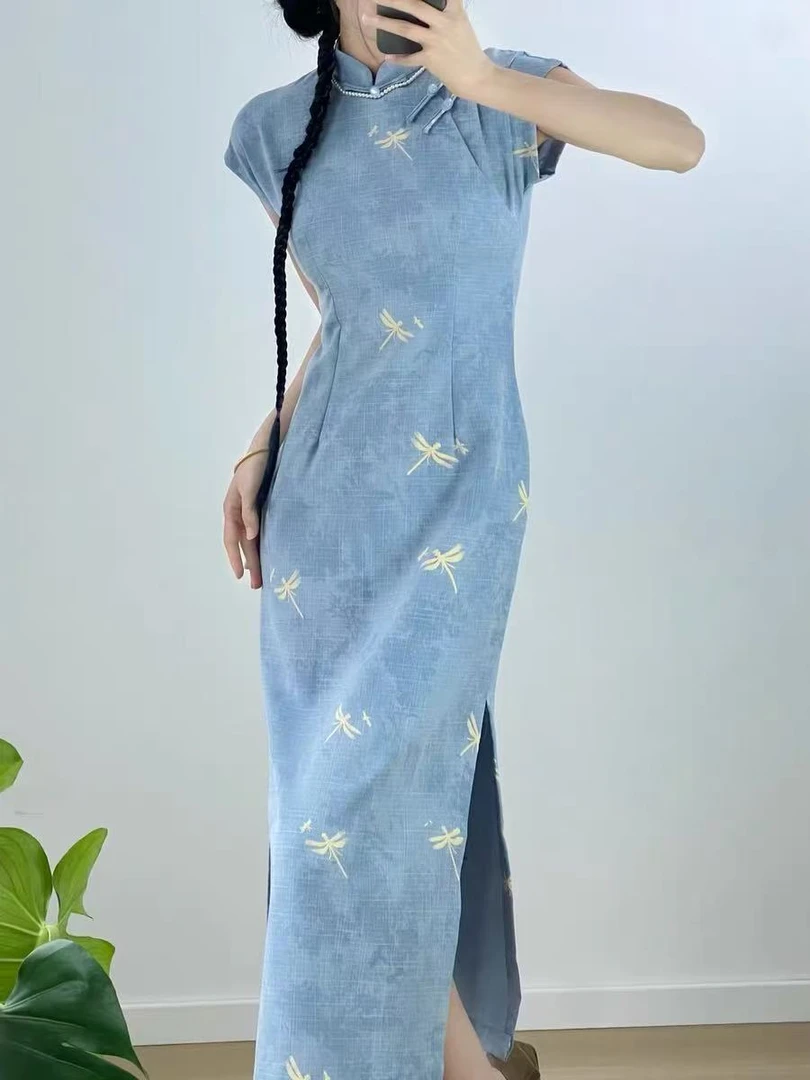 年轻款古法复古『静山蜓』旗袍显瘦中国风-012