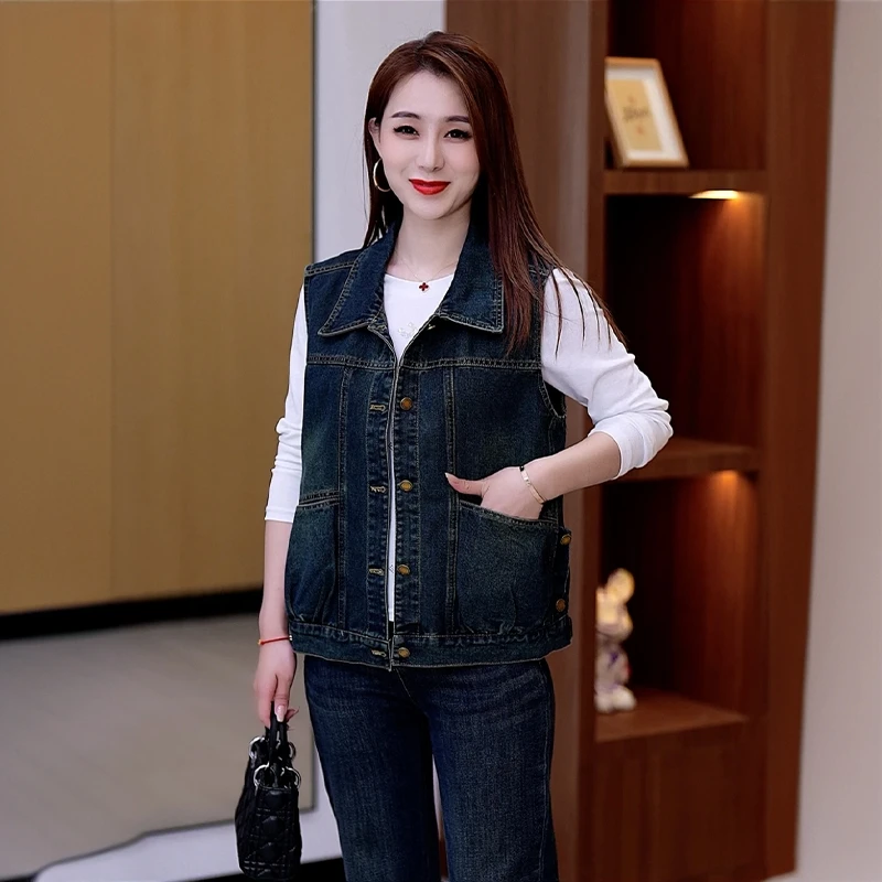 牛仔女士马甲坎肩2025春秋新款洋气韩版无袖马夹显瘦百搭短款外套