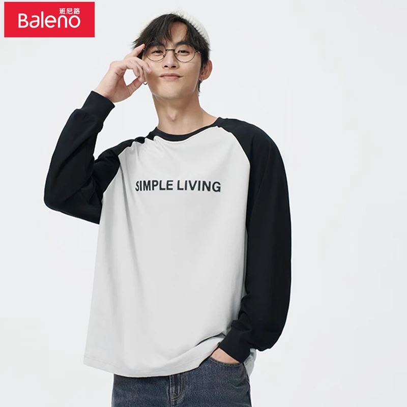 BALENO/班尼路春秋男士长袖休闲舒适百搭时尚宽松T恤9823301M003