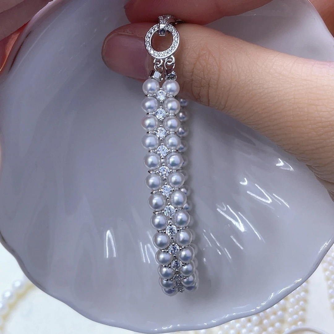 银S925镶嵌淡水珍珠手绳