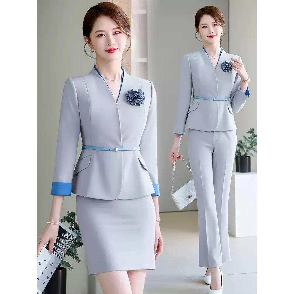 西装套装女高级感2025春季新款美容院职业正装工作服气质西服套裙