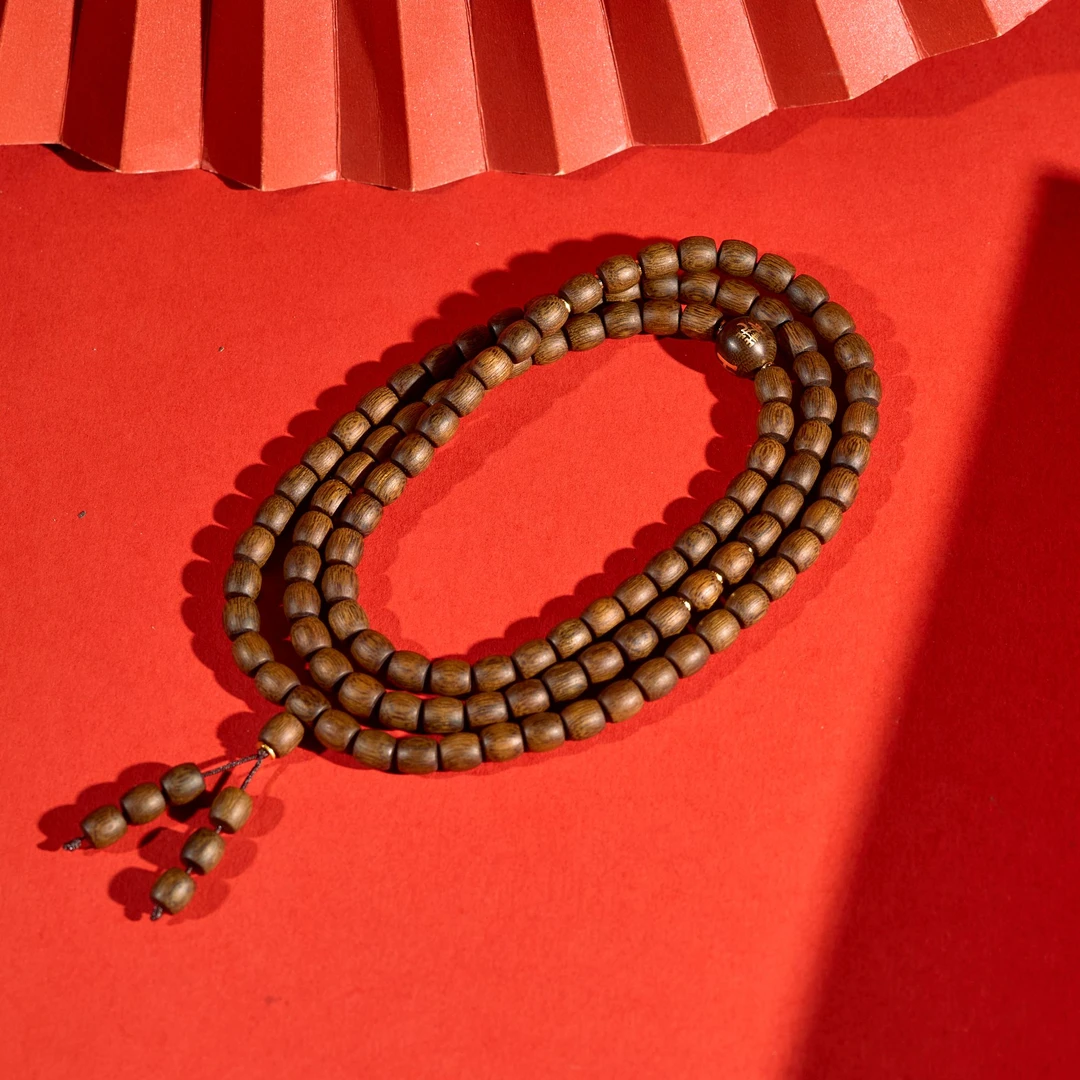 沉香【金标款】越南富森红土瘤疤老料0.8*0.9*108颗沉香长链男女款