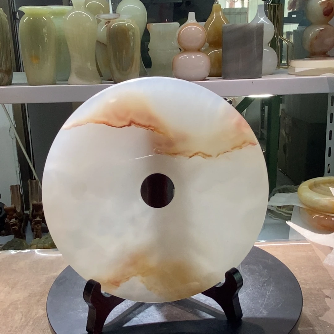 石材天然20厘米平安扣摆件，仅此一个