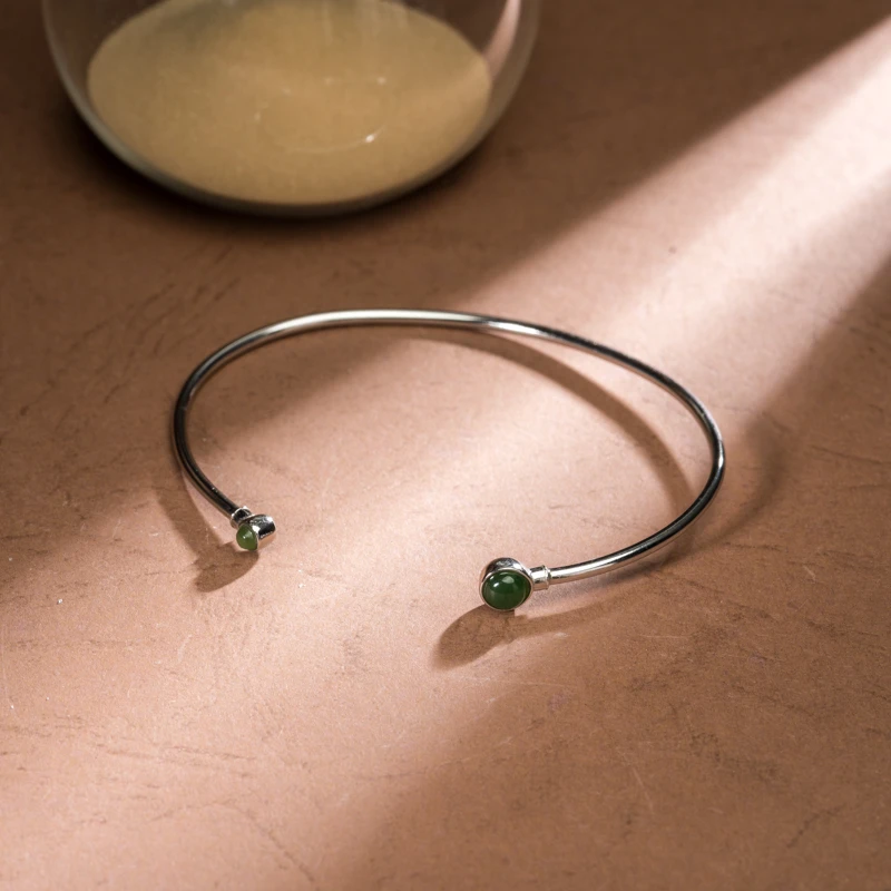 925银手镯 【碧环】S925银新中式简约开口手镯