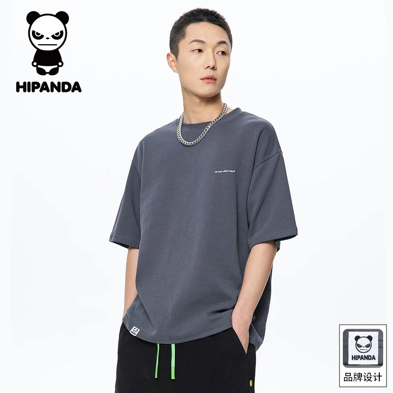 HiPanda你好熊猫轻奢痞帅男装短袖T恤夏季薄款宽松百搭半截袖上衣