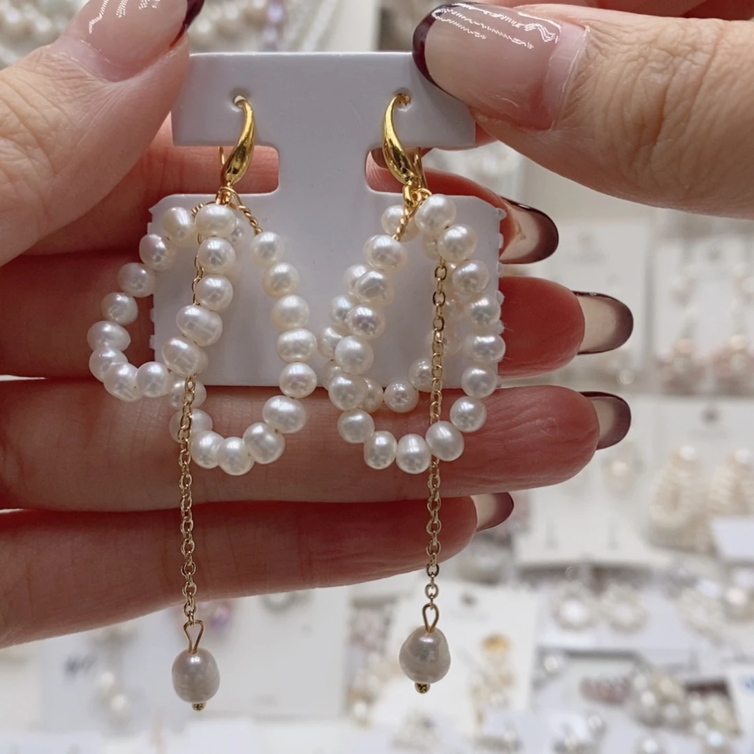 银S925镶嵌耳饰淡水珍珠