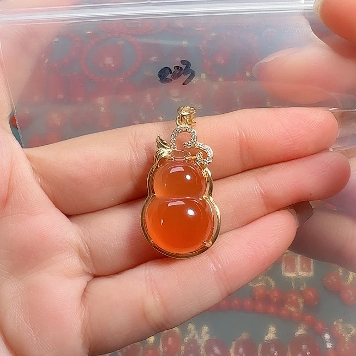 南红玛瑙银S925镶嵌吊坠