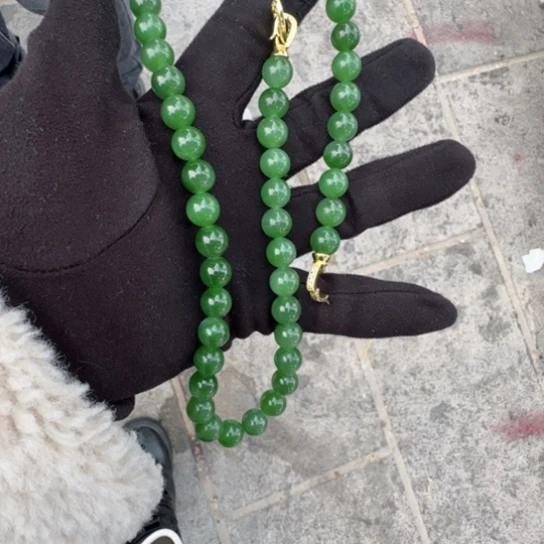 和田玉颈饰未镶嵌卡10俄罗斯果阳绿