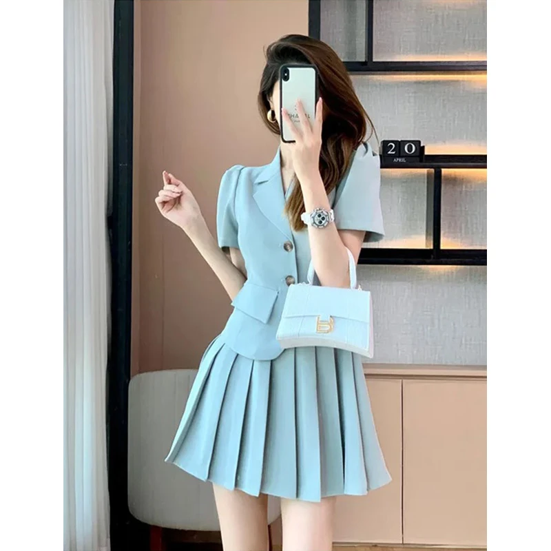高级感小西装假两件百褶小个子连衣裙FM230 4240602