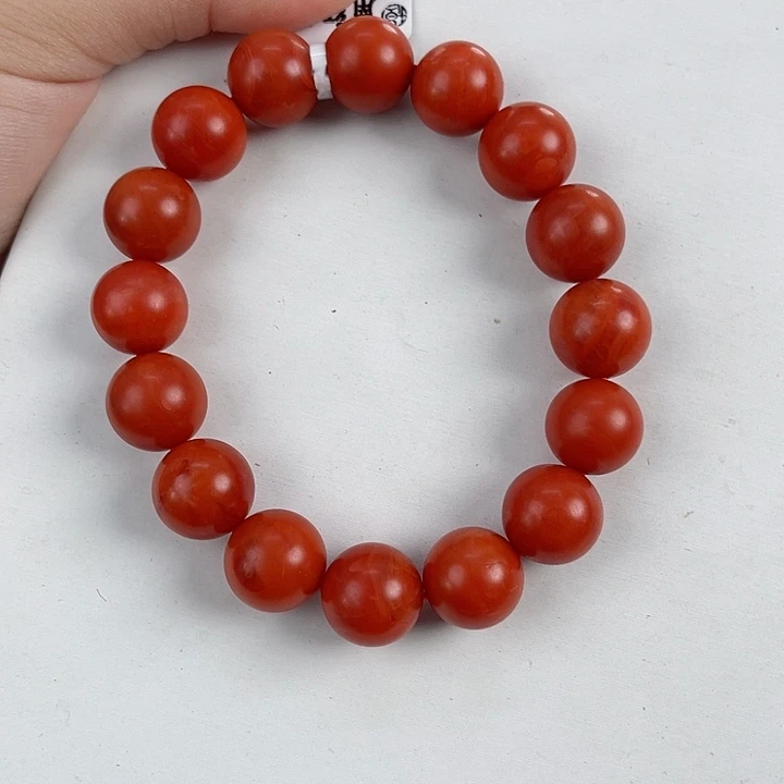 安***望南红玛瑙未镶嵌保山哑光柿子红满肉单圈13mm
