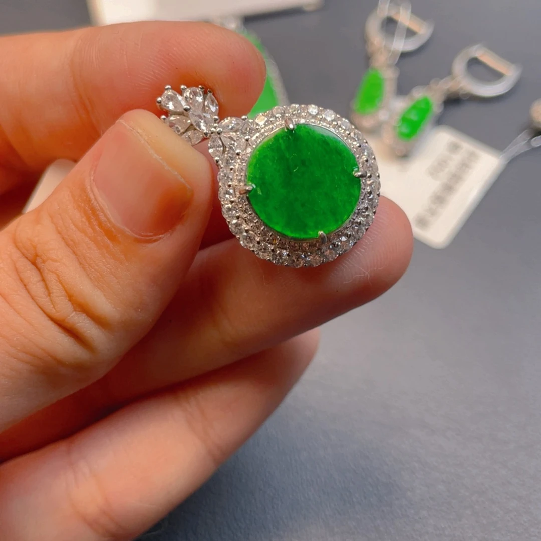 翡翠银S925镶嵌吊坠(不含链)