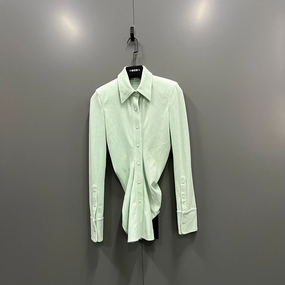 95新 maje zz4 亚历山大王 长袖丝绒衬衫 2码/ki303222