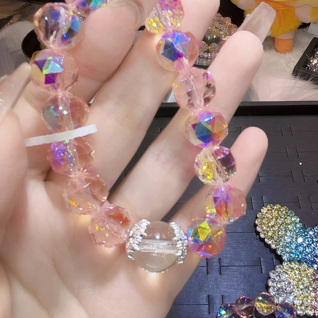 非金属琉璃粉色手链