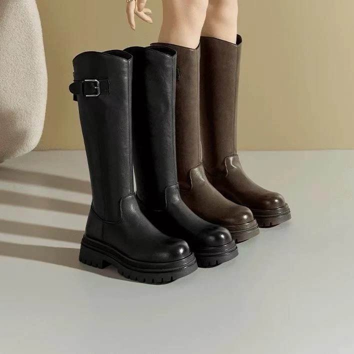 新款瘦腿神器时尚百搭秋冬女士长筒骑士靴90-12S