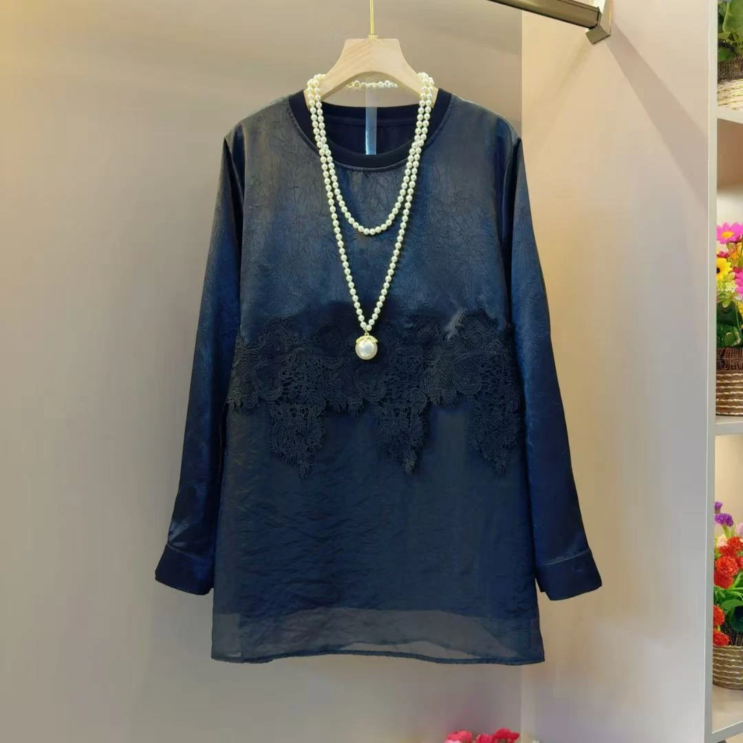 欧货轻奢气质纱网拼接小众超火小衫衣长75左右