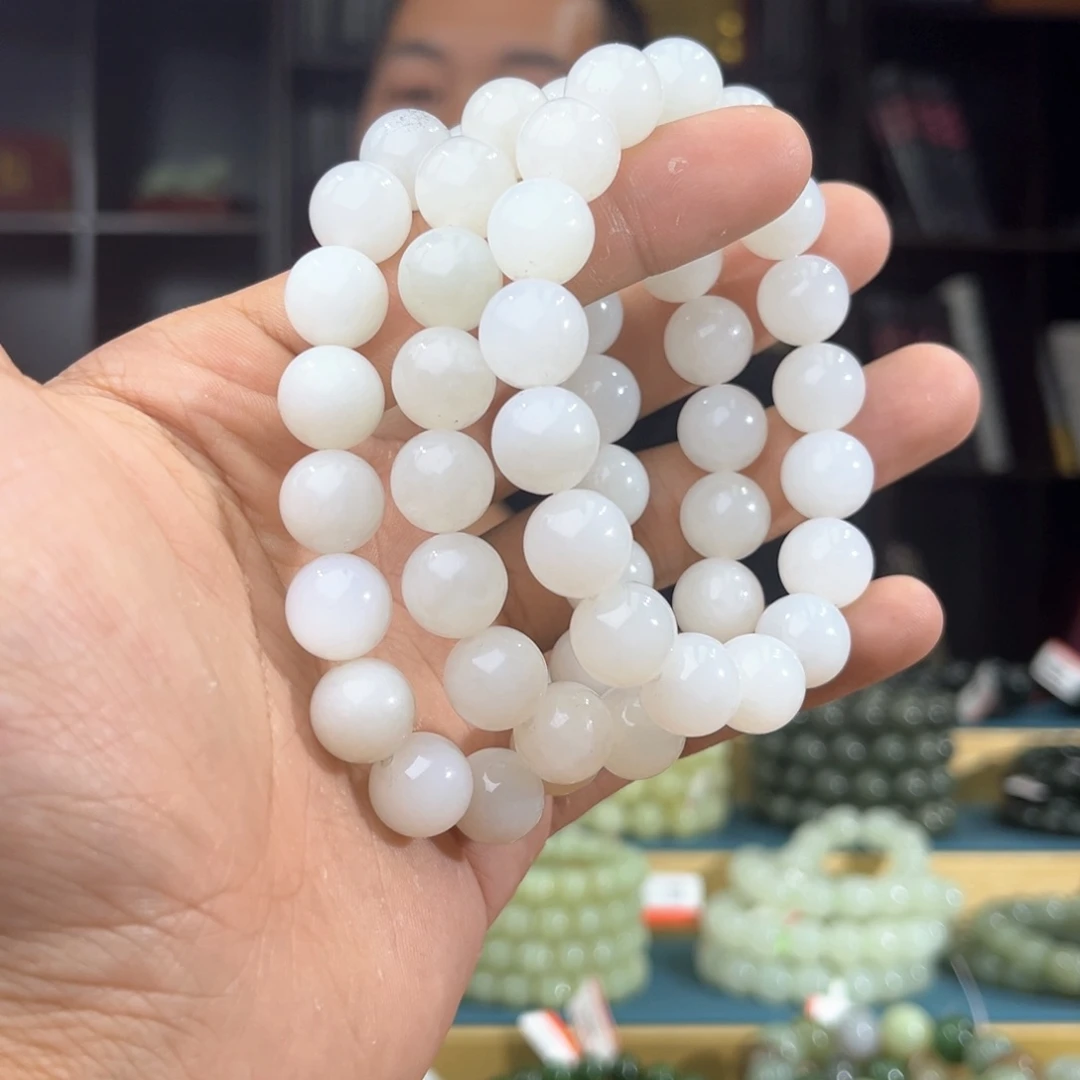 和田玉手串 未镶嵌纯天然和田玉新疆且末天泰12多样性发其一