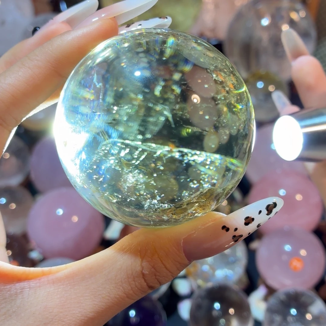 珠宝半成品水晶未镶嵌隐山蓝针流星59.5mm