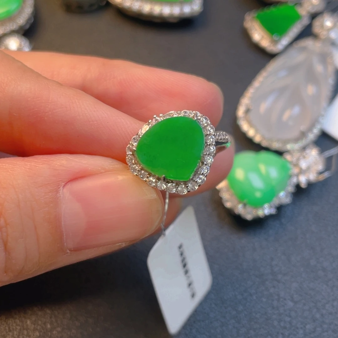 翡翠银S925镶嵌吊坠(不含链)戒指