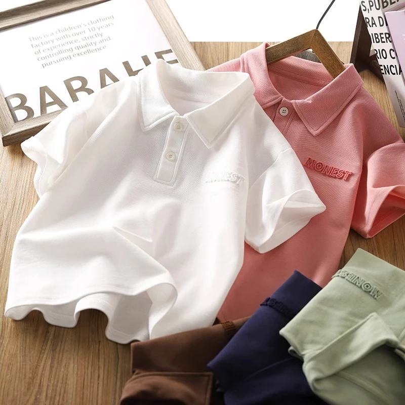 男童短袖t恤2025新款帅气翻领夏季儿童polo衫中大童半袖休闲刺绣