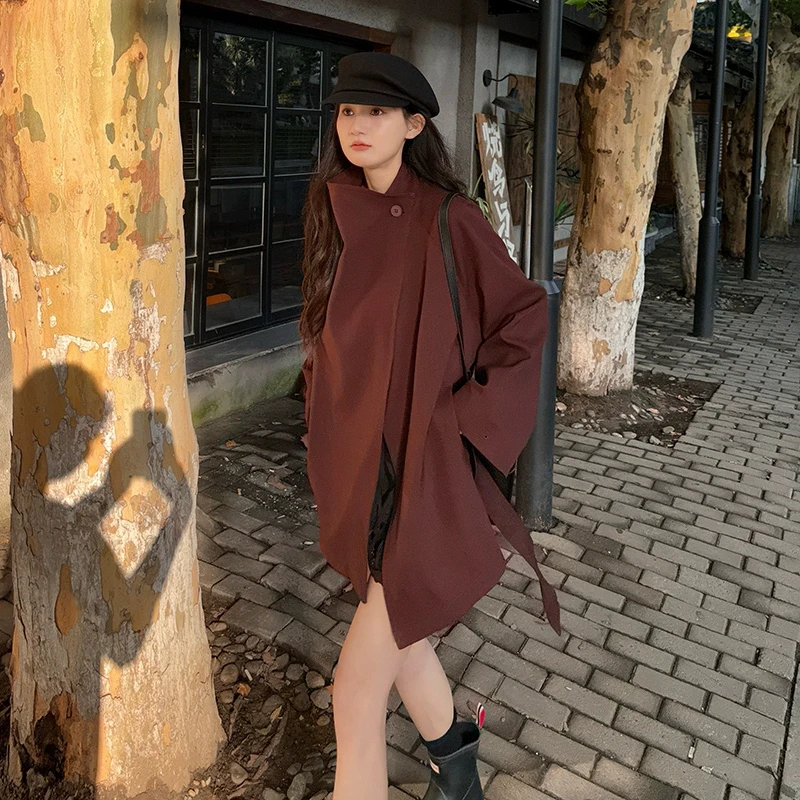 舒舒专属小个子~高级感立领收腰显瘦风衣外套B200-2481