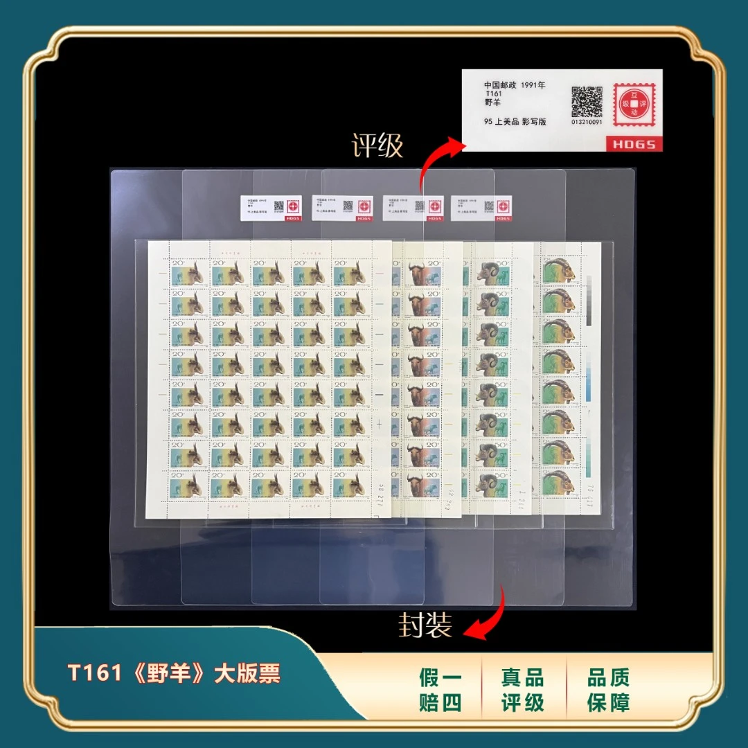 1991年T161野羊大版票套装 封装评级上美品95分