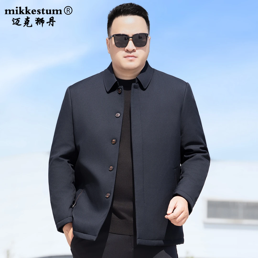 大码冬季翻领棉衣男胖人爸爸装保暖棉服加肥加大中年行政商务外套