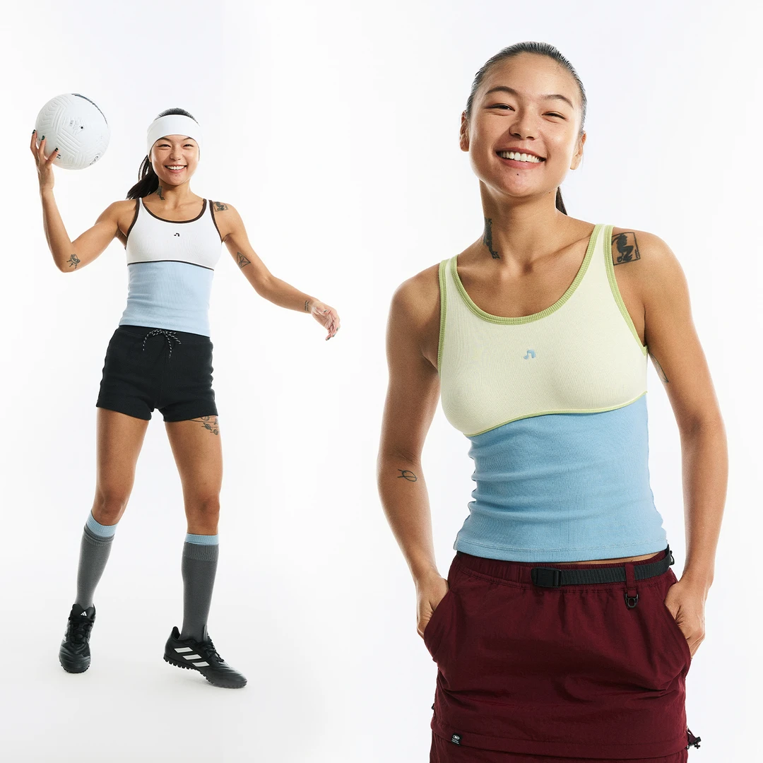 NORYBRAND 女生系列城市户外拼接款撞色背心弹力修身运动无袖上衣