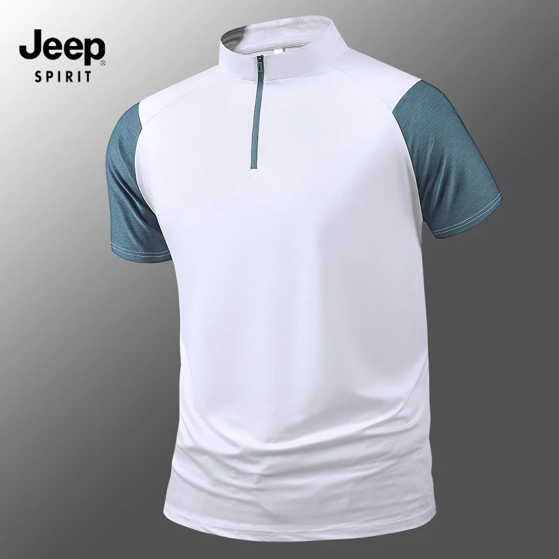 吉普速干短袖男士运动t恤春夏季冰丝跑步健身训练服透气钓鱼上衣