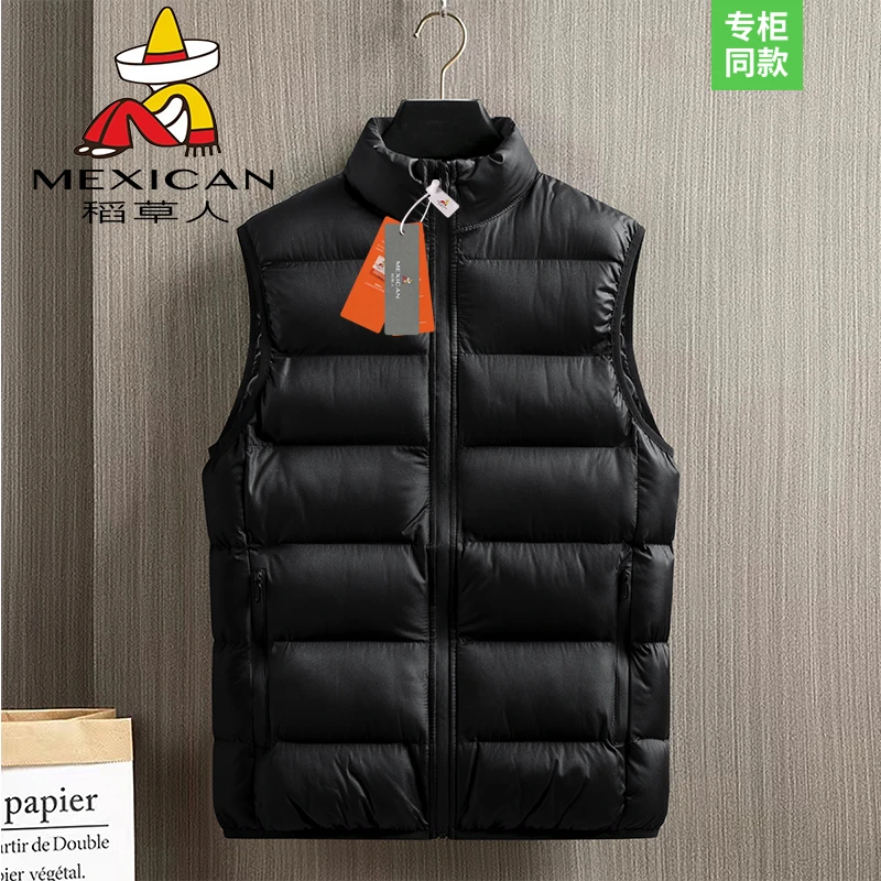 Mexican/稻草人男士马甲秋冬季新款户外立领拉链厚款简约纯色夹克