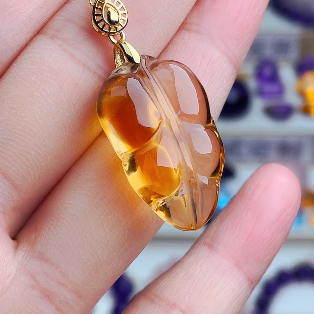 珠宝半成品水晶银S925镶嵌天然保真一叶暴富