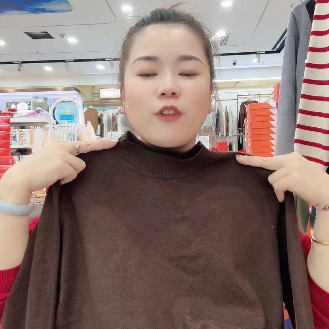 咖色中高领毛衣福利孤品