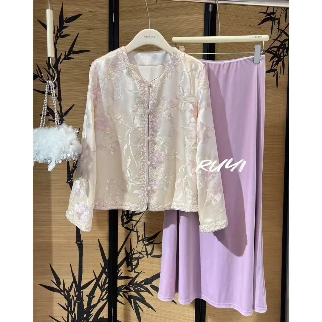 入艺867【飞花令】新中式 秋季印花盘扣温柔外套 -RY2530713