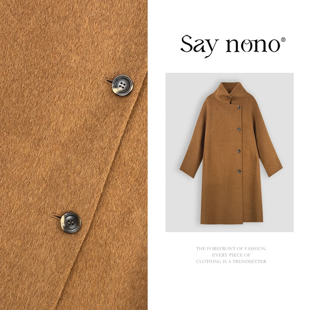 懒猫nono│Saynono 时尚气质立领百度双面绵羊毛毛呢大衣GH0927XY