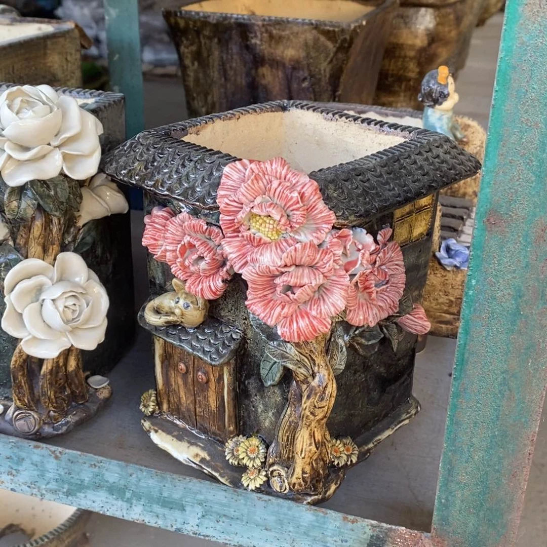 红陶青藤花器多肉花盆