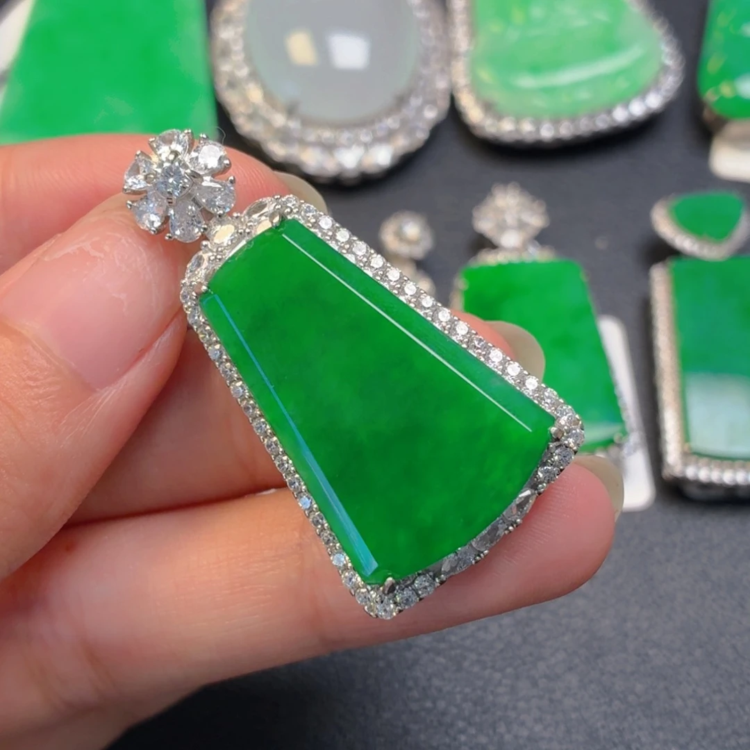 翡翠银S925镶嵌吊坠(不含链)