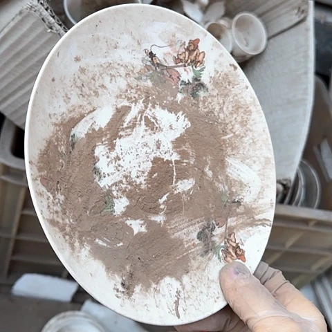 瓷片国营厂库存微瑕17.5cm