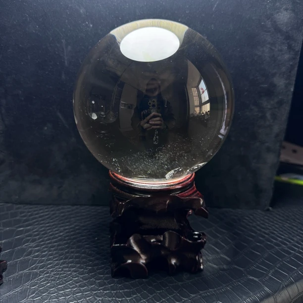 天然高质量白水晶球摆件绿幽灵金山办公店铺开业客厅玄关装饰招财