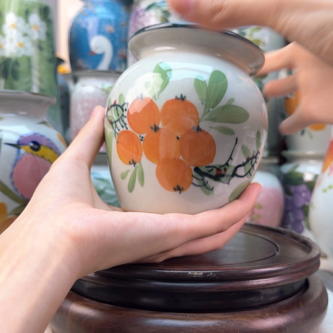 景德镇纯手绘陶瓷花瓶无孔