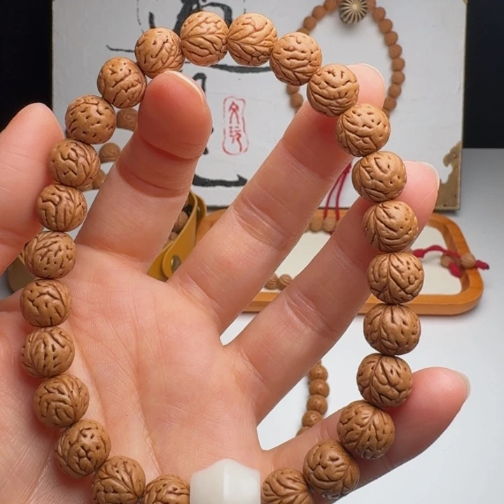 桃核手串10➕麦穗纹手持