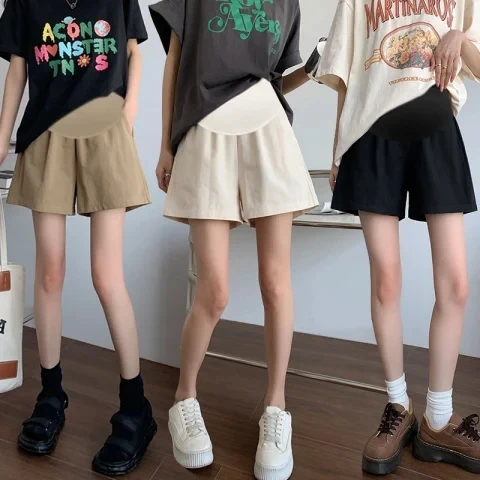 2025孕妇装夏季新款纯棉外穿短裤阔腿裤宽松显瘦A字工装短裤夏装