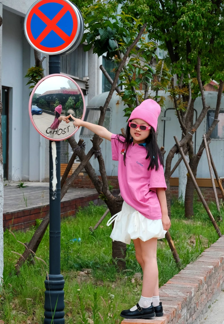 女童男童春夏款网红ins风卡通头像宽松翻领短袖polo衫休闲时尚棉