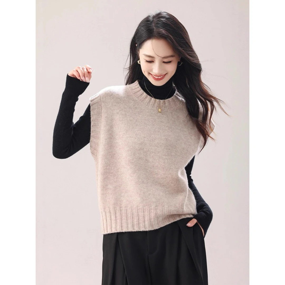 全羊毛针织马甲女秋装2025新款时尚洋气秋冬外穿上衣休闲毛衣马夹