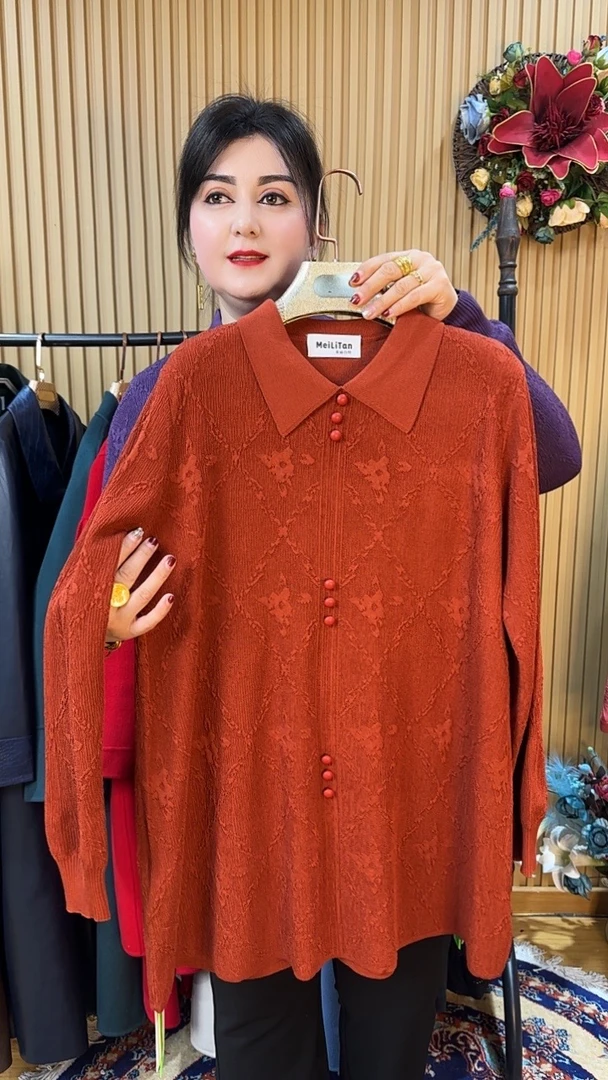 【MeiLiTan】女装宽松大码针织衫秋冬妈妈装减龄打底毛衣气质网红