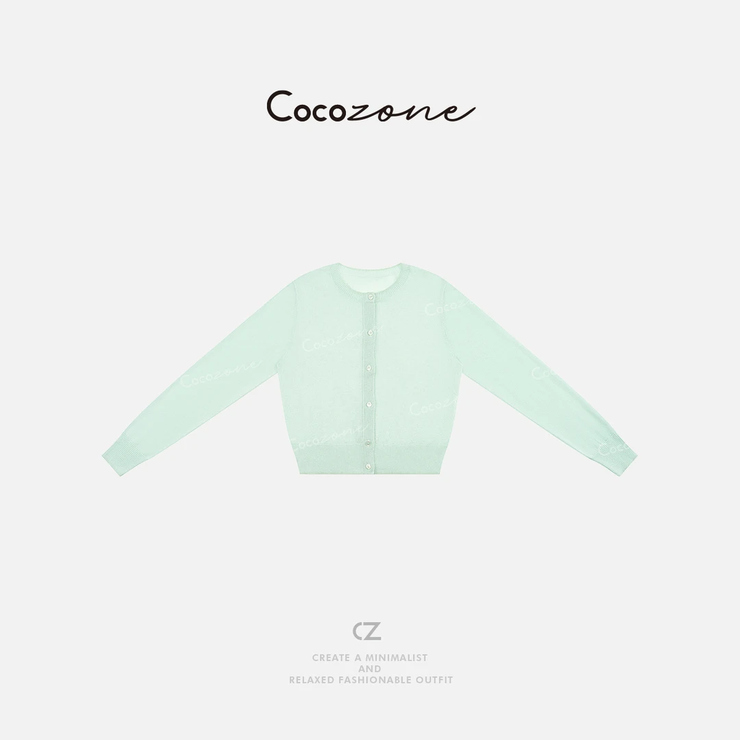 COCO ZONE 刘一一【莱赛尔羊绒】薄款舒适清新绿毛针织衫CD1A0712