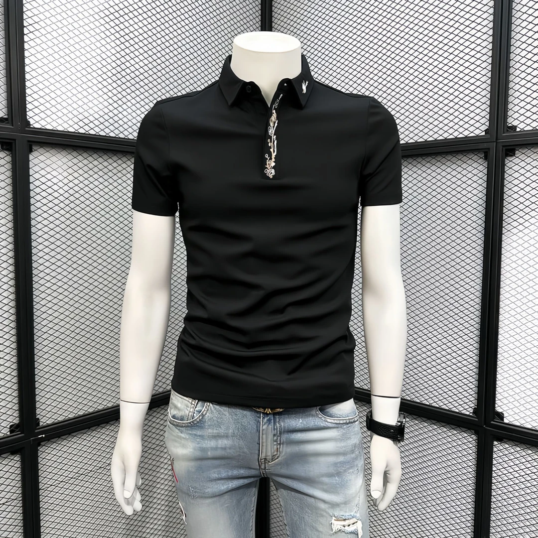 潮流POLO衫男短袖t恤夏季潮牌新款修身翻领有领时尚青年体恤