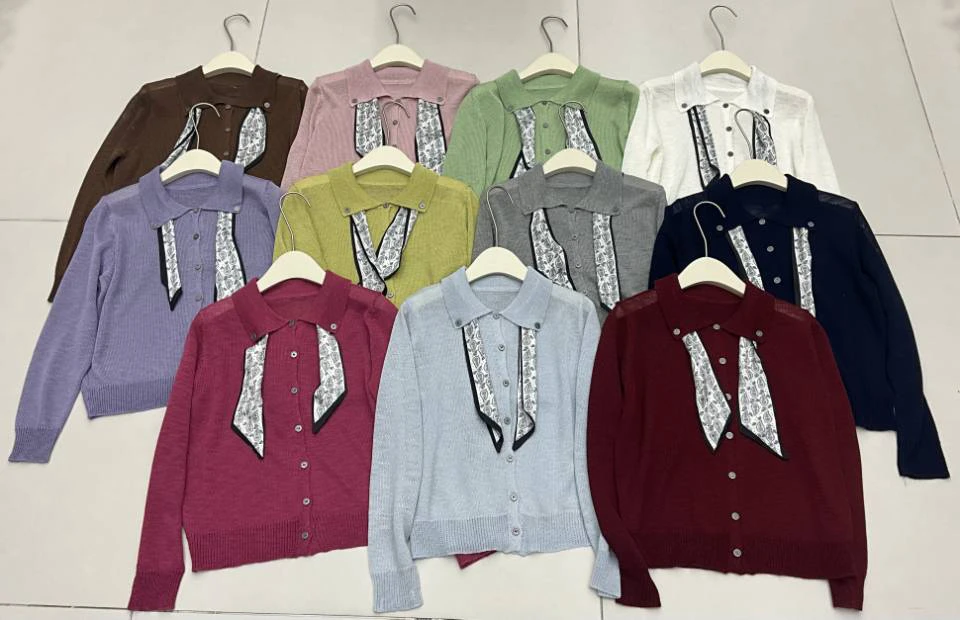 【丹丹】打底开衫翻领薄款毛衣长袖毛针织衫型