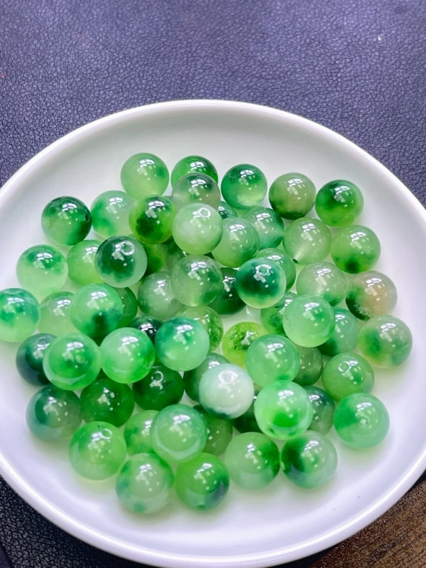 天然珠宝玉石散珠 绿飘花Q263  8MM 30颗 （赠弹力线)