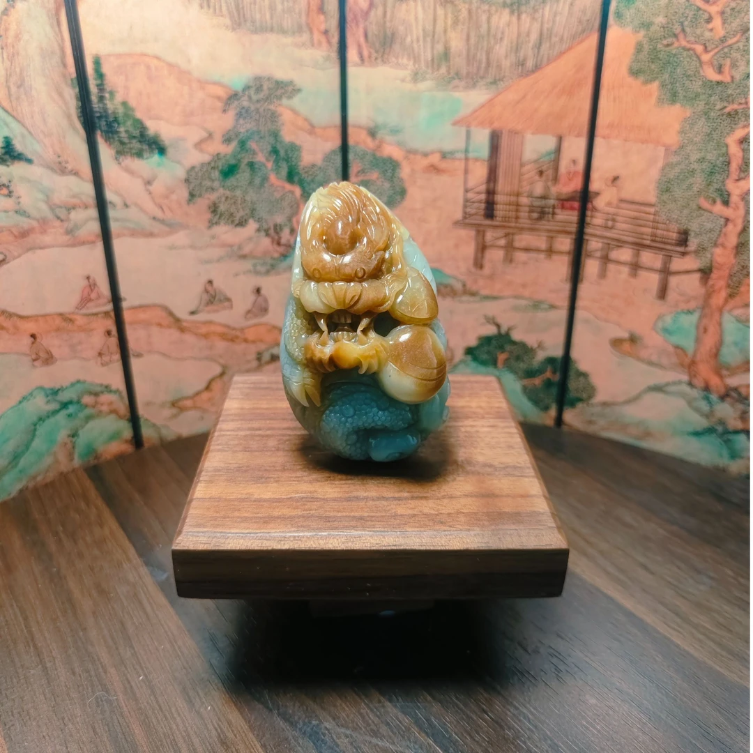 X和田玉龙形手把2489