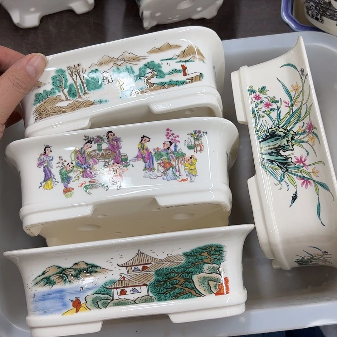 紫砂花盆17号瑕疵4个18/14/5.5cm福利里面小裂纹